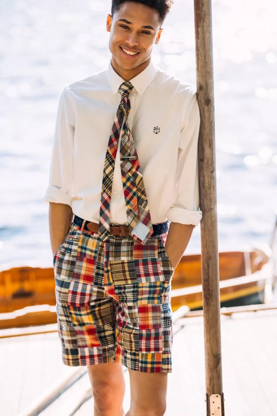 Kiel James Patrick Hyannis Patchwork Madras Tie