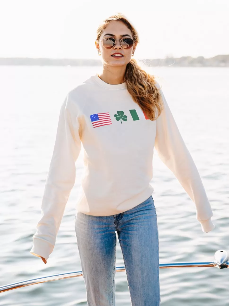 Women Kiel James Patrick Irish American Sweatshirt - Cream