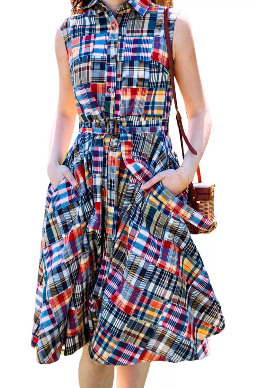 Women Kiel James Patrick Jacqueline Patchwork Madras Shirtdress